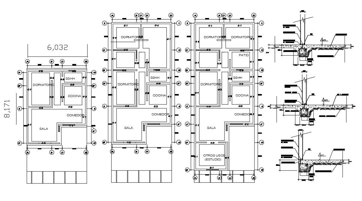 Residential House Plan Dwg Residential House Unit Elevation Section And Floor Plan Details