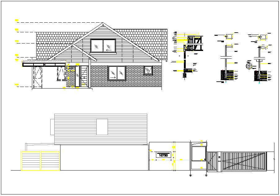 Residential House Plan Elevation And Plan Dwg File Cadbull