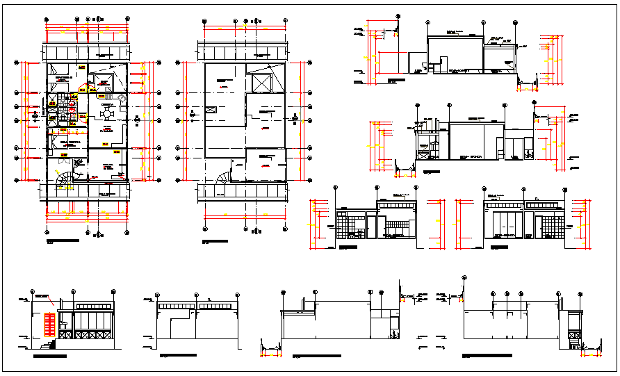 Residential housing plan view detail information dwg file - Cadbull