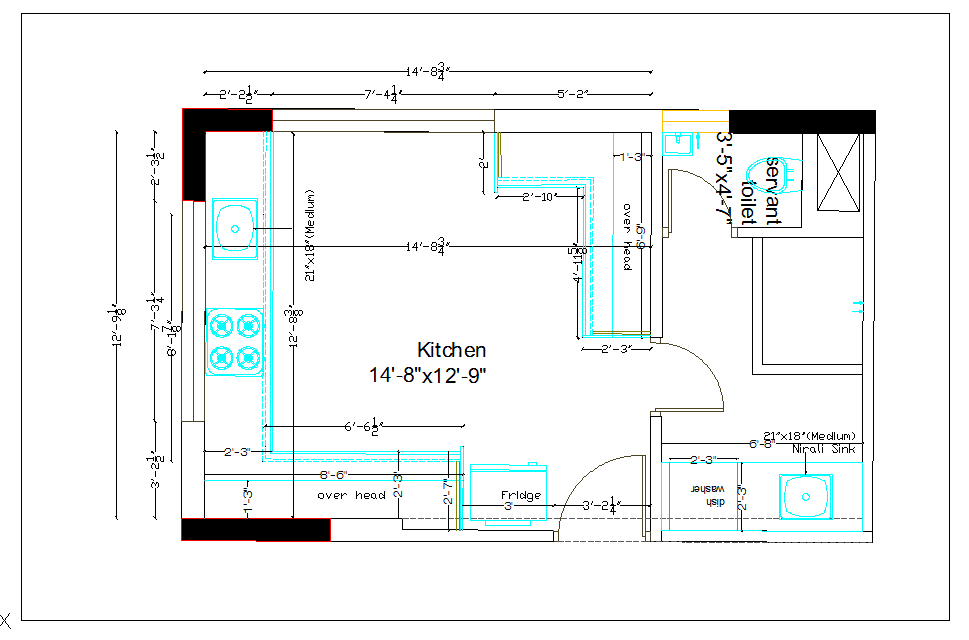 Kitchen Layout Plan With Dimensions Cad Drawing Details Dwg File   Residential Kitchen Plan Layout Detail Dwg File Mon Dec 2017 06 04 08 