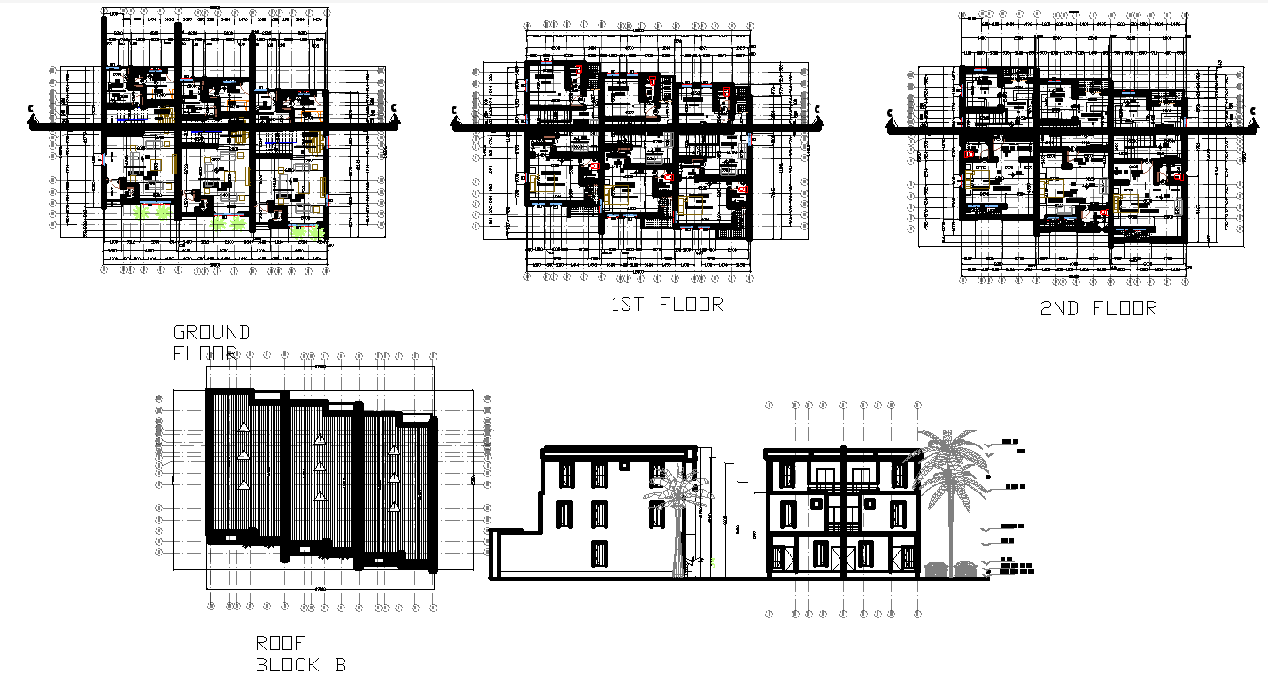 Residential Floor Plan And Elevation Cad Drawing In Autocad Dwg File Cadbull