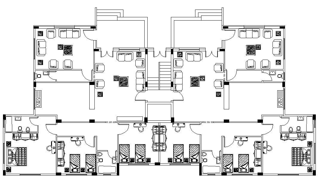 Residential House Furniture Layout CAD File Download - Cadbull