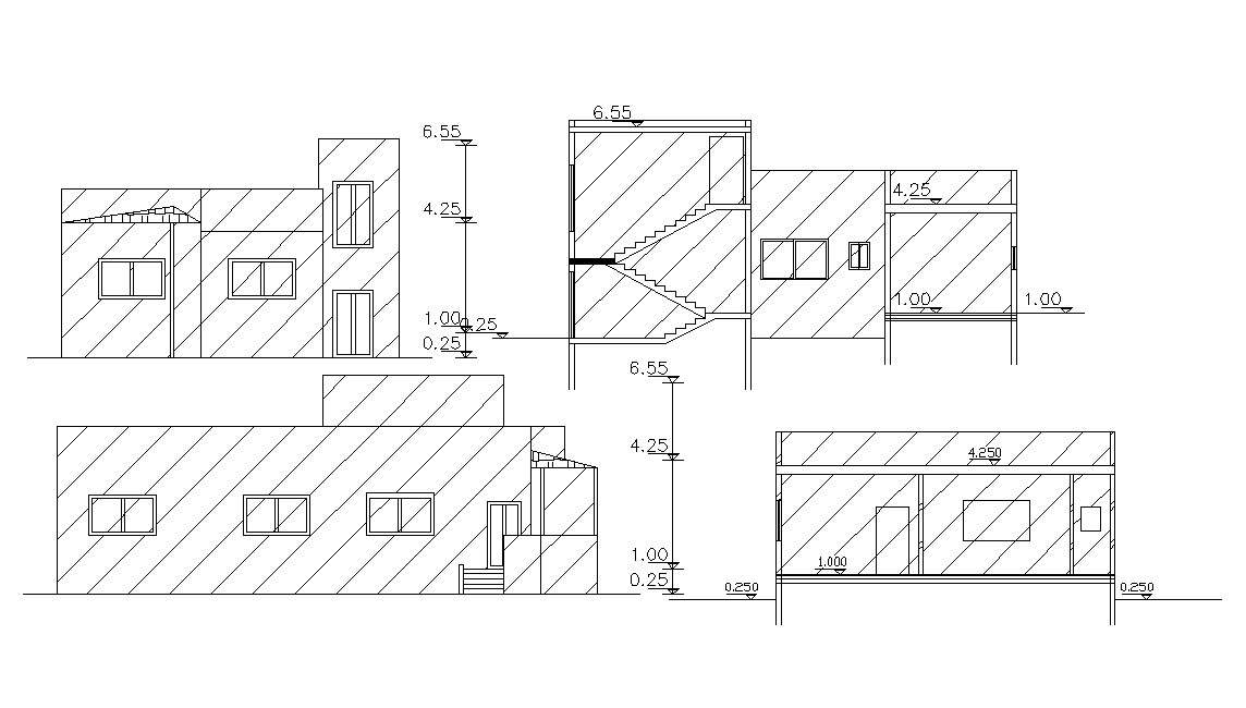 Residential House Section And Elevation DWG File - Cadbull