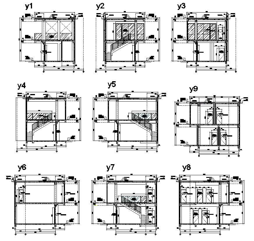 Residential House Sectional Plan And Constructive Structure Details Are Given In File Autocad