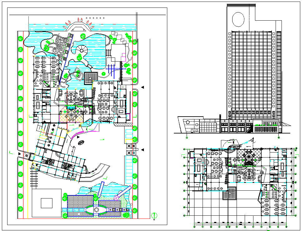 Resort Layout Plan With Elevation Design Cadbull 