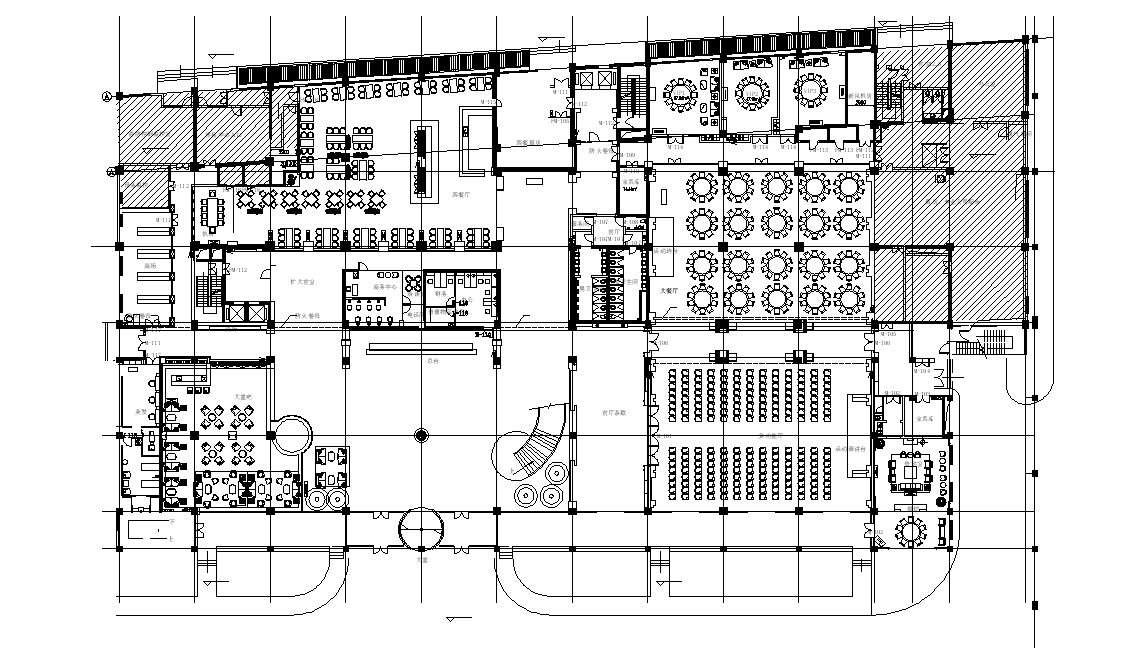 Restaurant Building Floor Plan DWG File Cadbull