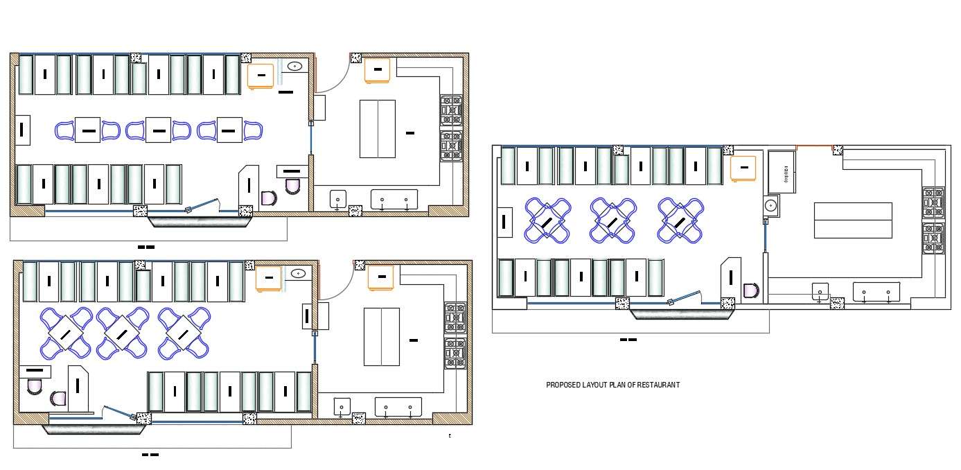 Restaurant Furniture Layout plan AutoCAD Drawing - Cadbull