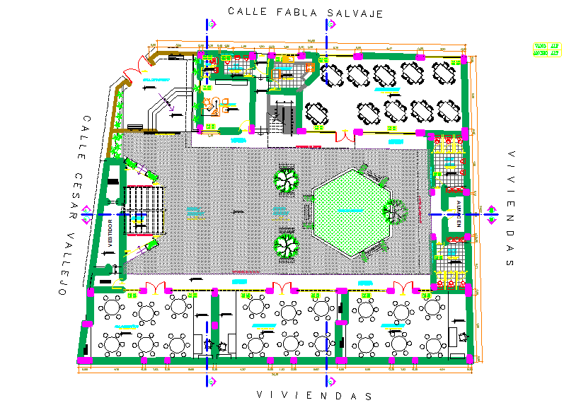 Restaurant layout plan dwg file - Cadbull