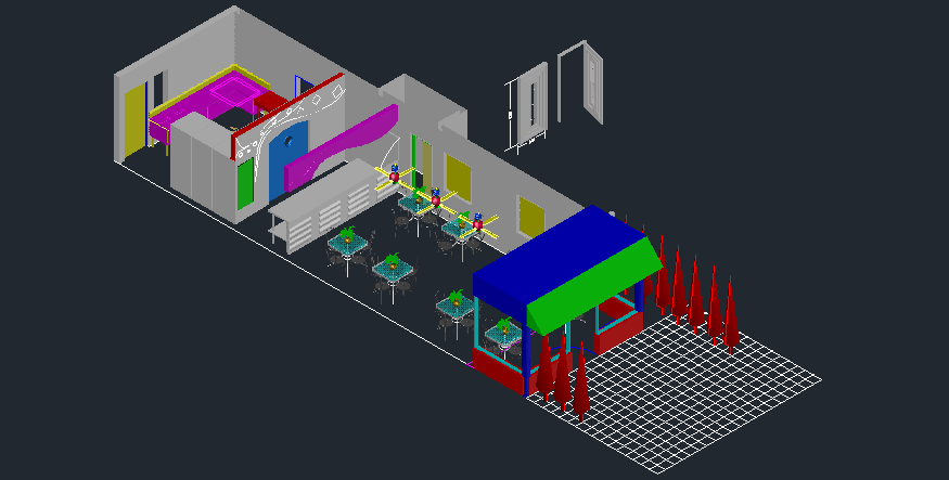 Restaurant plan with interior design in AutoCAD - Cadbull