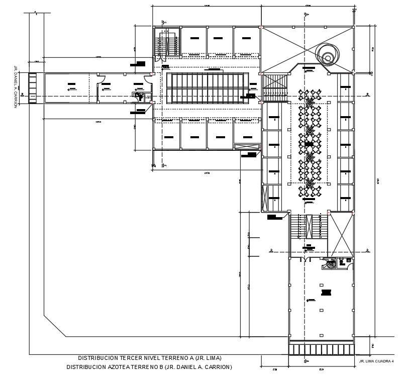 Restaurant floor plan drawing of hotel design separated in