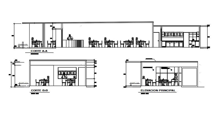 Restaurant section detail AutoCAD drawing provided in this file