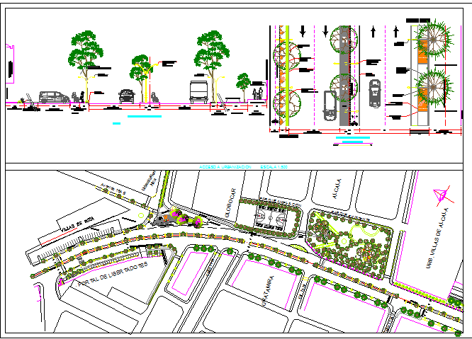 Revitalization green area details of city project dwg file - Cadbull