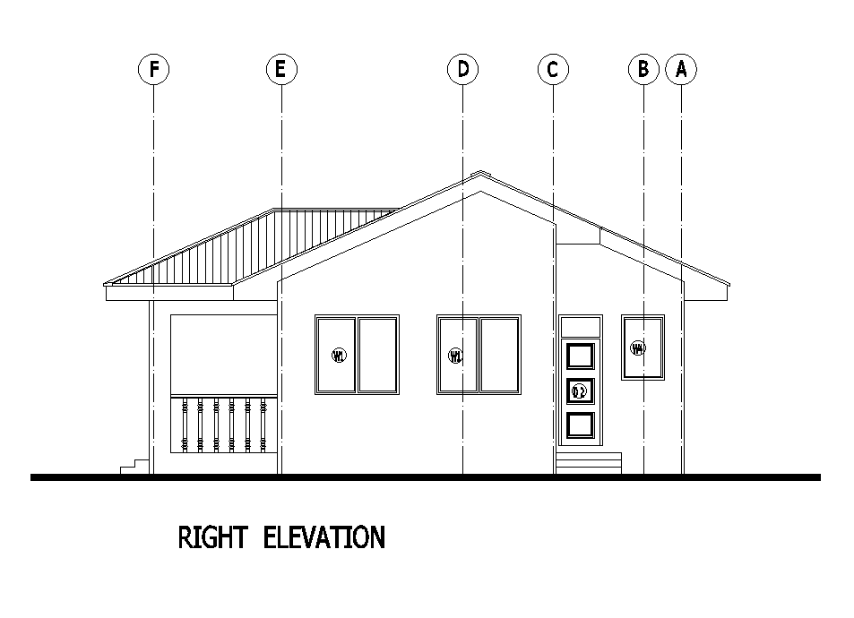 Right side elevation of 11x11m house plan is given in this Autocad ...