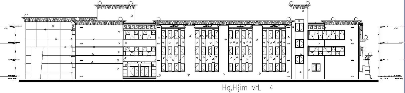 Right side elevation of university plan in detail AutoCAD drawing - Cadbull