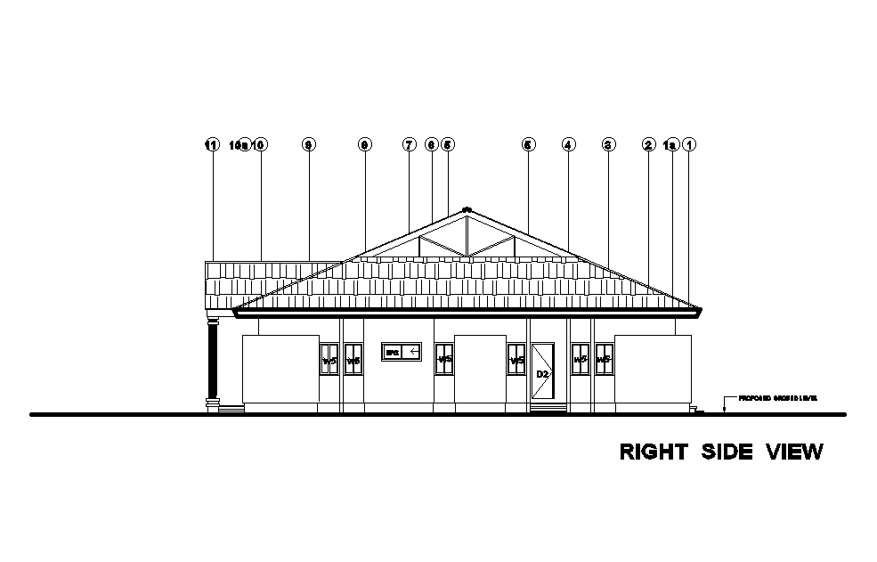 Right side elevation view of 21x18 ground floor house plan is given in ...