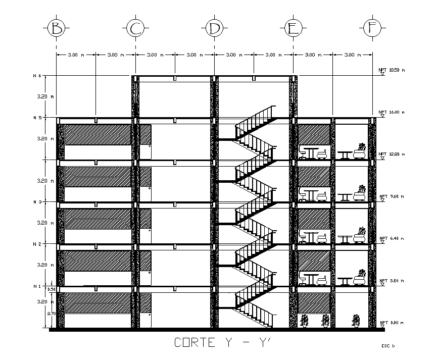 Right side section view of 15x24m office building is given in this ...