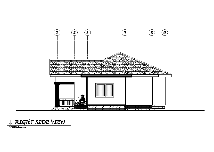 Right Side View Of 12x13m Ground Floor House Plan Is Given In This Autocad Drawing Filedownload