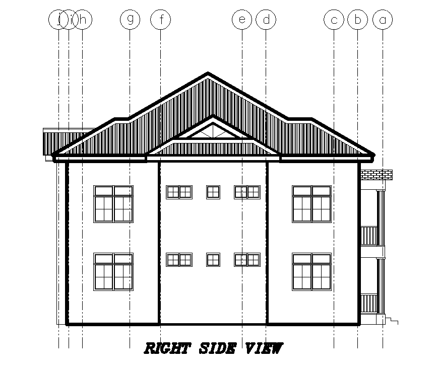 Right Side View Of 25x15m Ground Floor Plan Of Residential Building Is Given In This Autocad