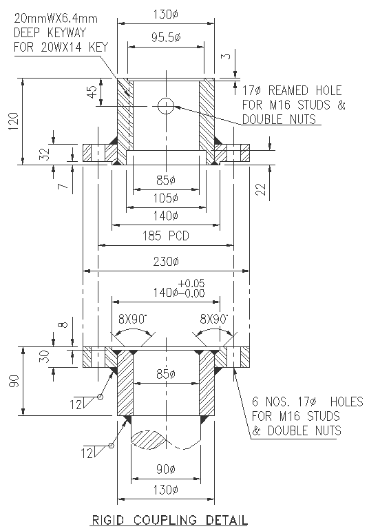 Rigid coupling detail DWG AutoCAD file - Cadbull