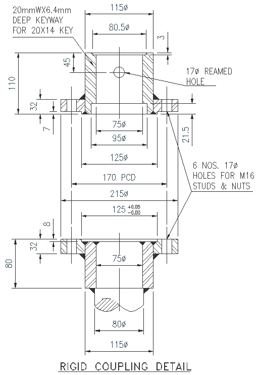 Rigid coupling detail drawing with dimension detail DWG AutoCAD file ...