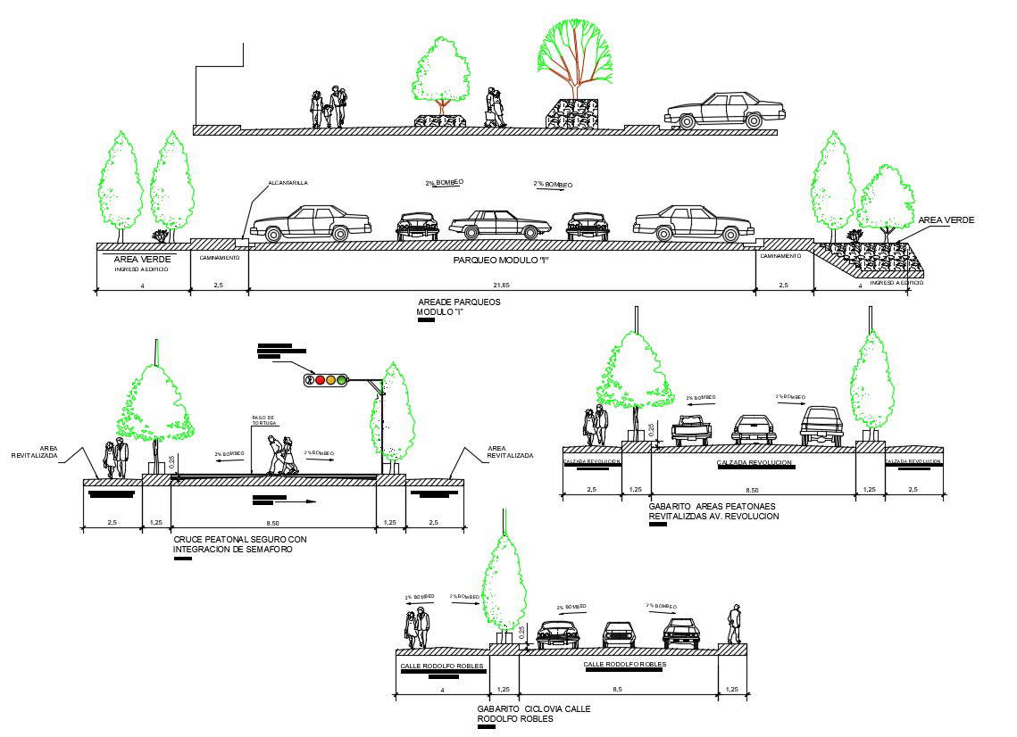 Road Elevation With Vehicle And People Blocks DWG File Cadbull