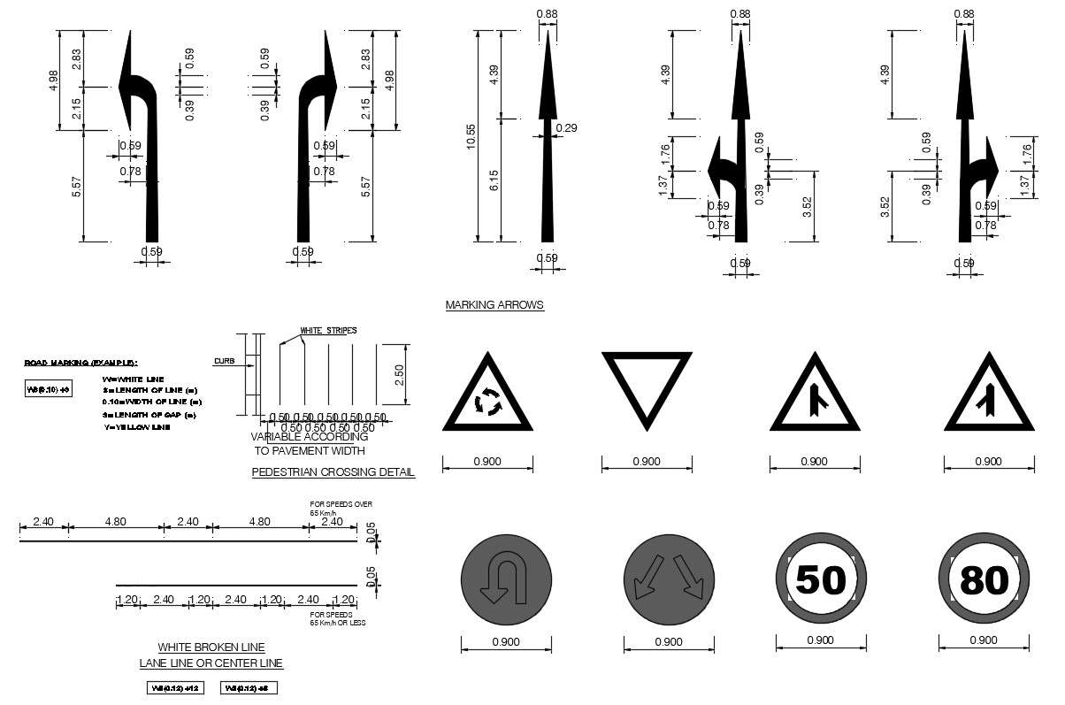 Road Sign And Symbols And Direction Blocks Cad Drawing Details Dwg File ...
