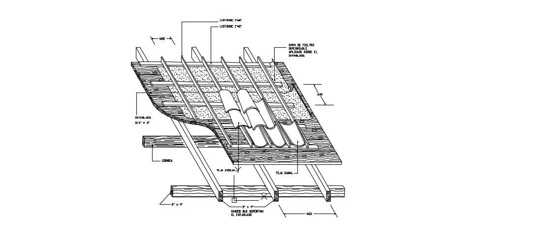 Roof Detail In DWG File - Cadbull