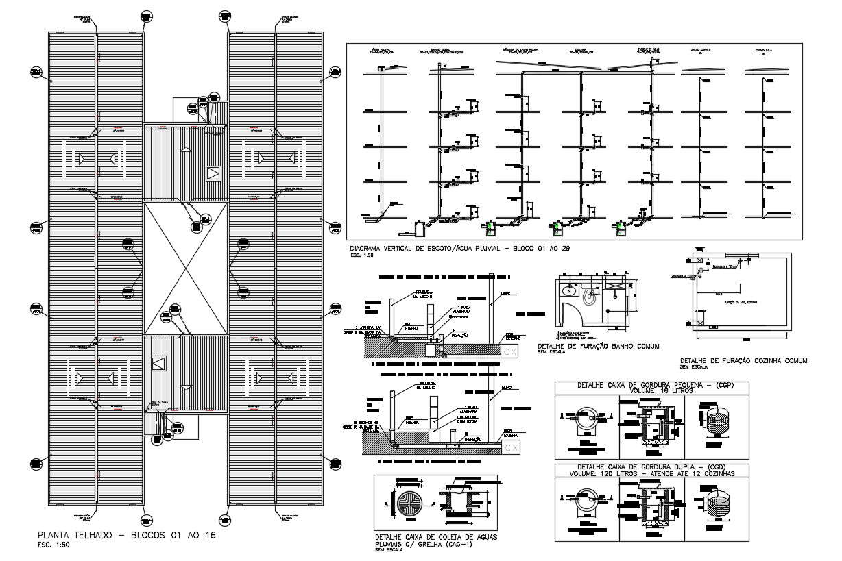 Roof Layout Design Construction Plan and Structural Blocks Presented ...