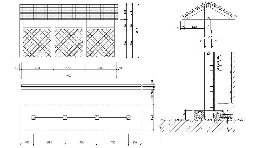 Roof Shade design 2d CAD File Download - Cadbull