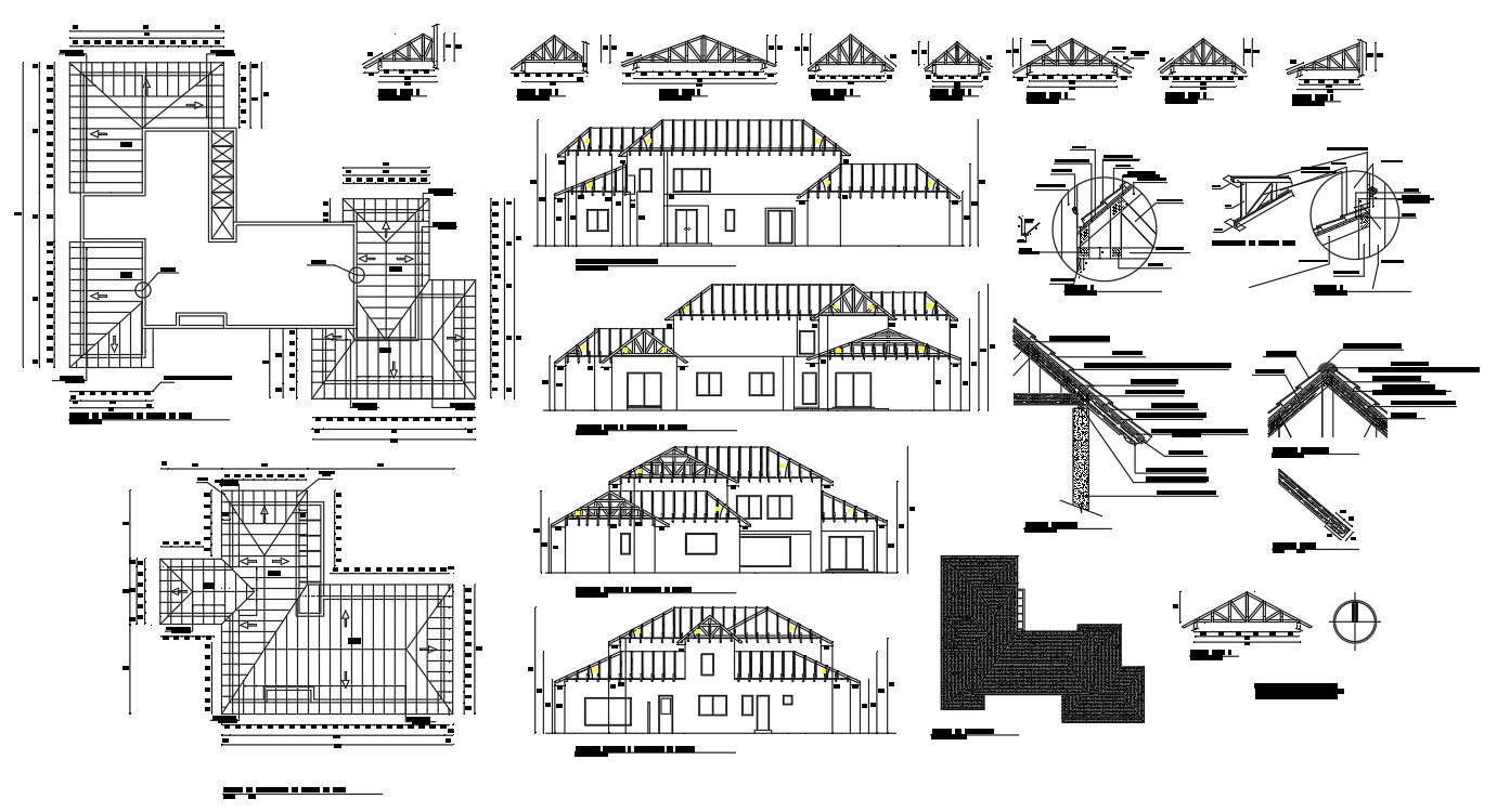 Roof Wooden House project With DWG File - Cadbull