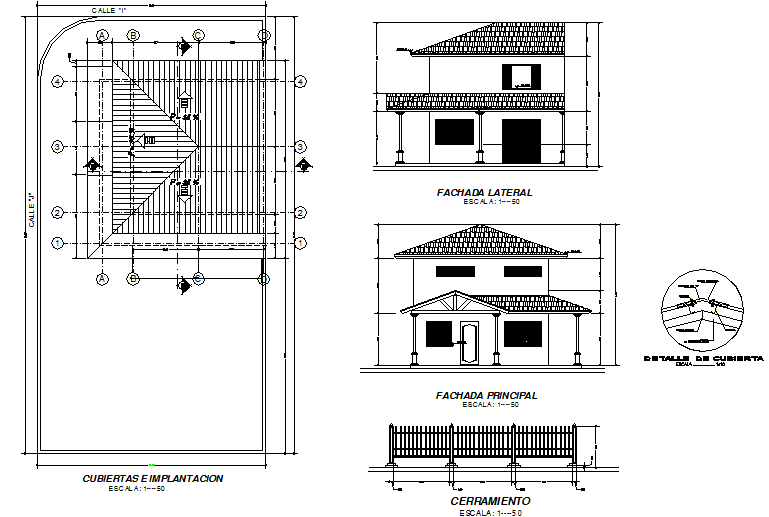 Roof Plan Elevation And Section House Detail Dwg File Cadbull