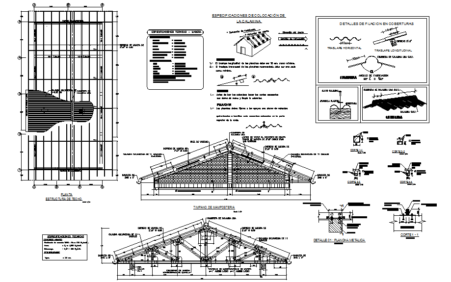 Roof plan and elevation working plan detail dwg file - Cadbull