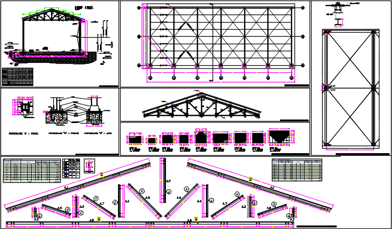 Roof plan and king post detail and section plan detail dwg file - Cadbull