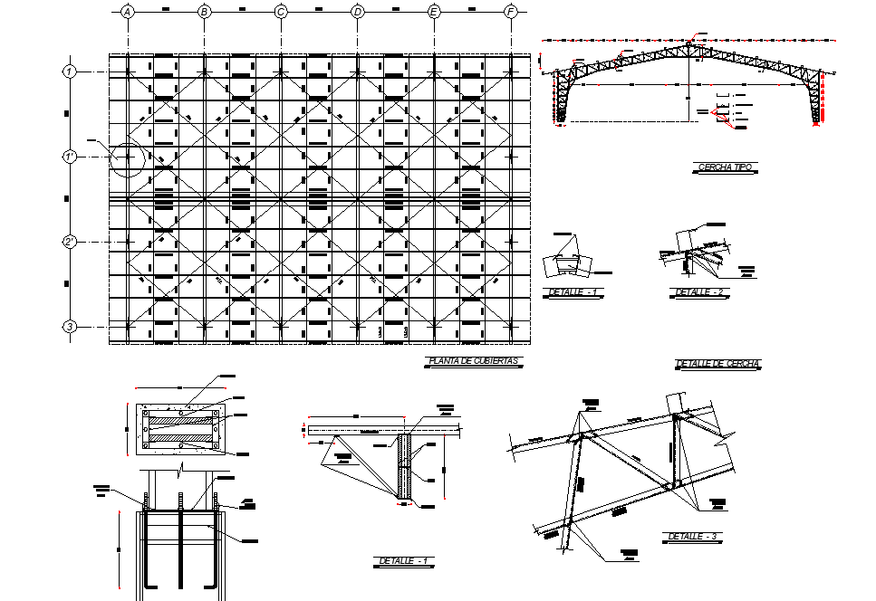 Roof plan and section detail - Cadbull