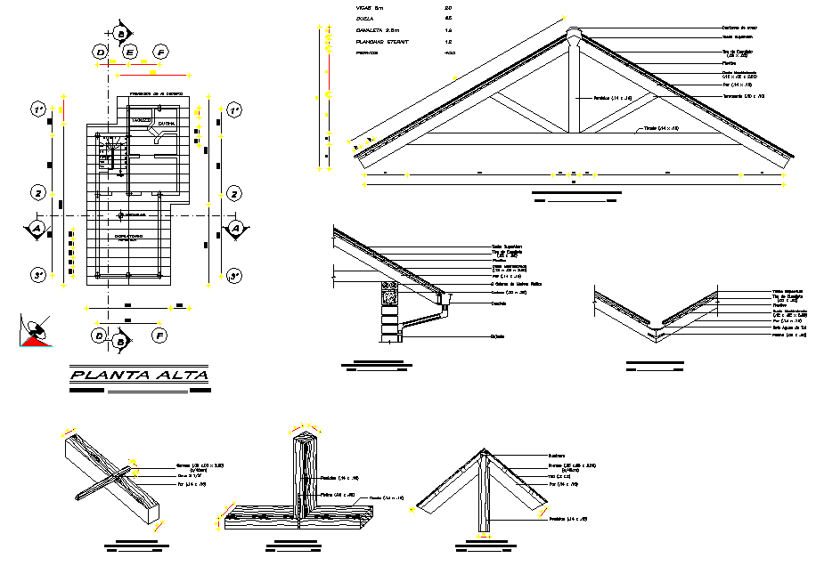 Roof Plan And Section Plan Layout File Cadbull