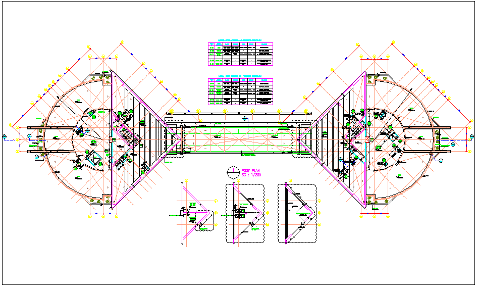 Roof plan detail for tower AB 49 floor - Cadbull