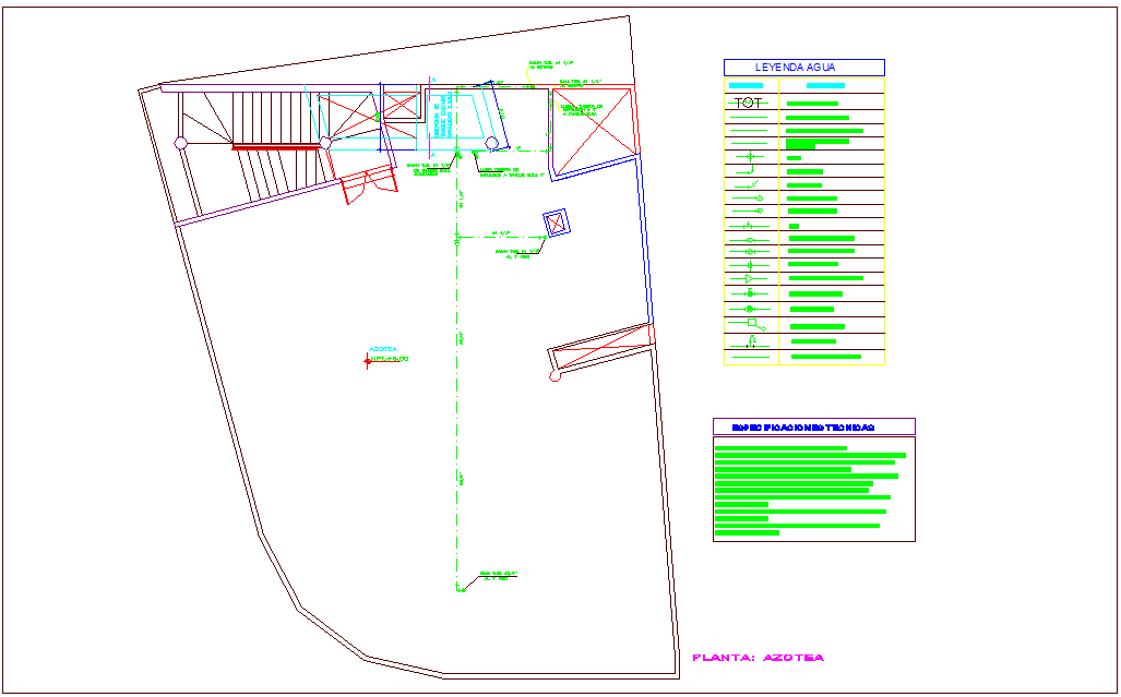 Roof Plan With Cold Water Line With Its Legend For Commercial Building Dwg File Cadbull 0950