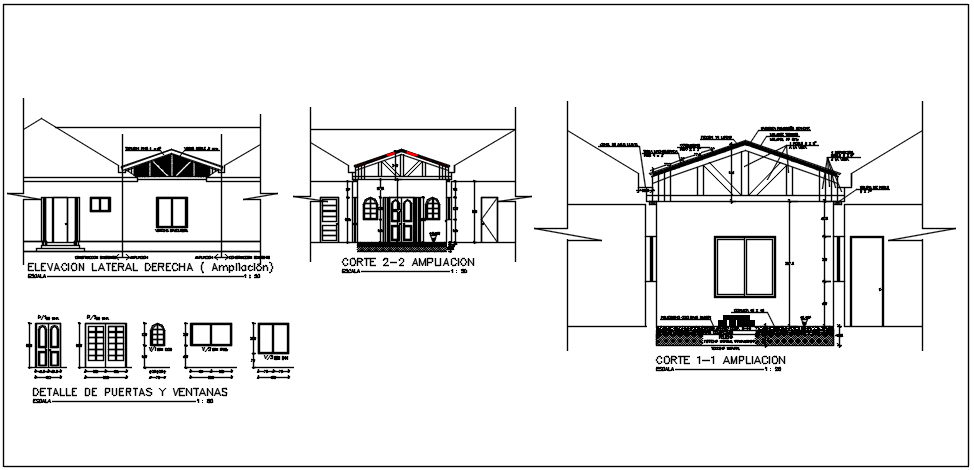 Roof truss building elevation in detail dwg file - Cadbull