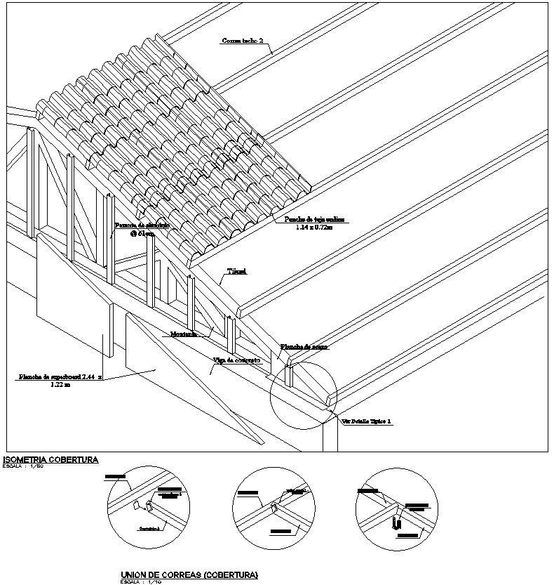 Roof design with detail AutoCAD drawing, CAD file, dwg file - Cadbull