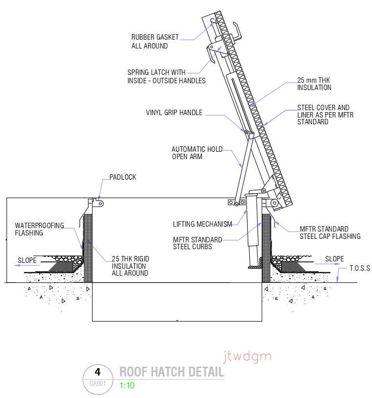 Roof Hatch Detail In Autocad 2d Drawing Dwg File Cad File Cadbull