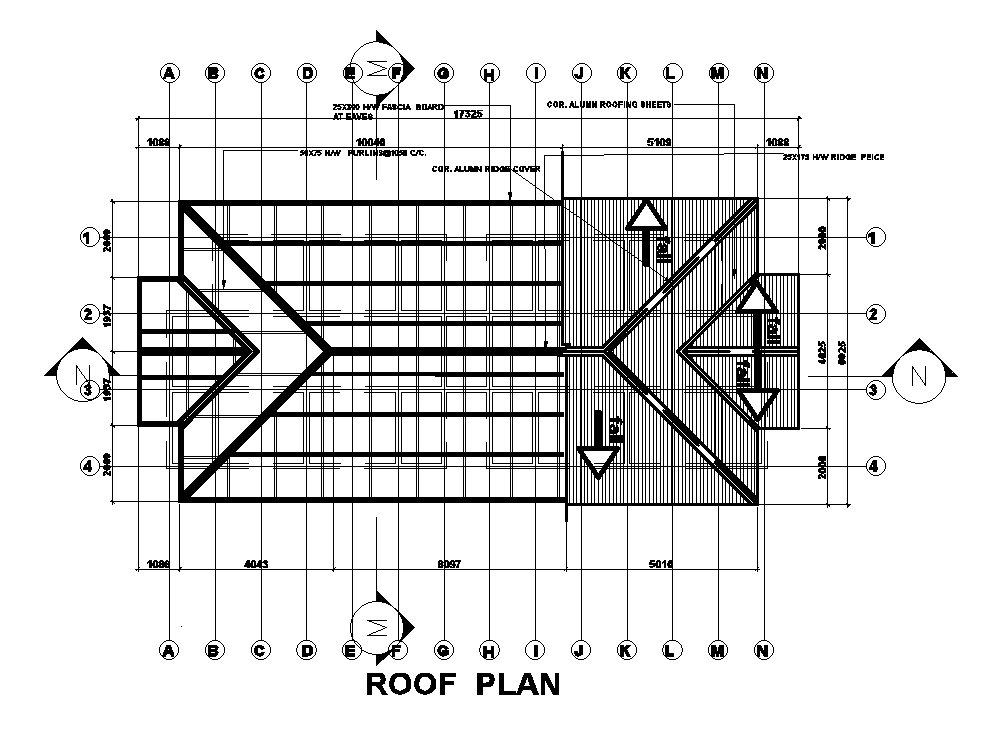 Roof plan of 15x7m toilet plan is given in this Autocad drawing file ...