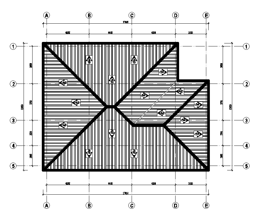 Roof plan of 16x13m house plan is given in this Autocad drawing file ...