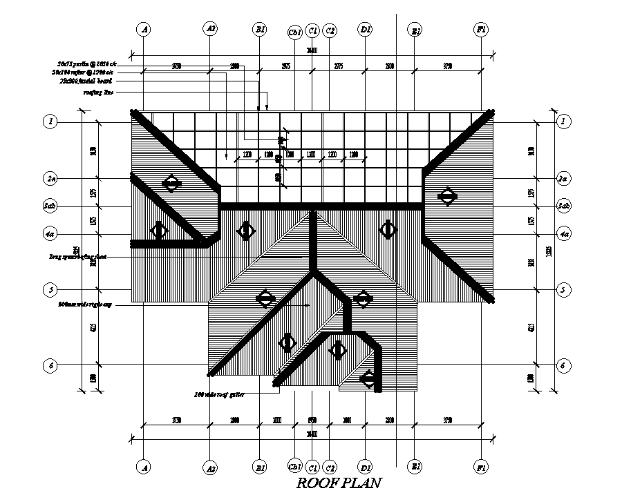 Roof plan of 18x14m first floor house plan is given in this Autocad ...