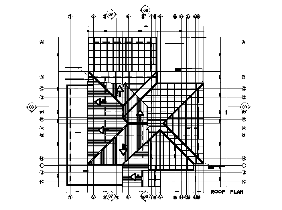 Roof plan of 25x20m house plan is given in this Autocad drawing file ...