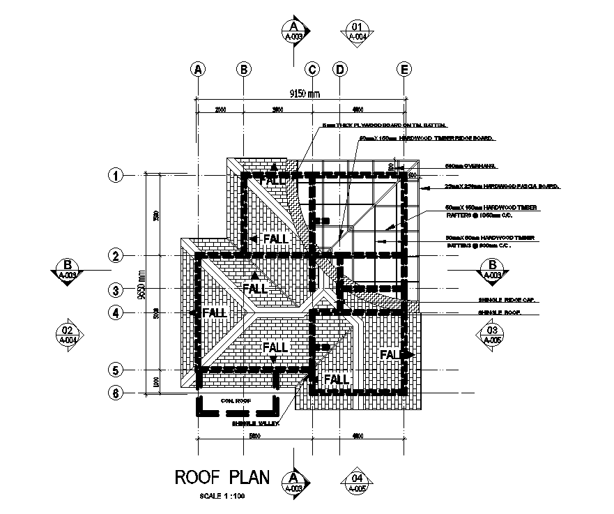 Roof plan of 9X10m residential plan is given in this Autocad drawing ...