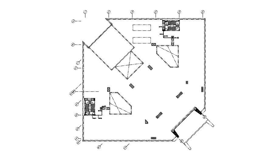 Roof plan of a commercial building. Cadbull