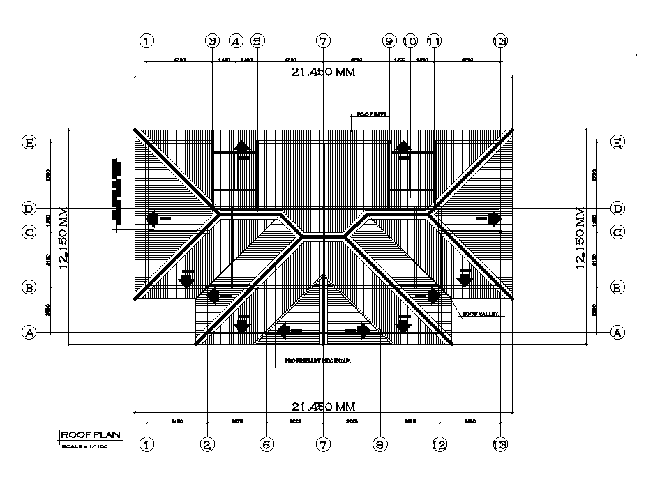 Roof Plan Of Of X M Twin House Plan Is Given In This Autocad Drawing File Download Now Cadbull