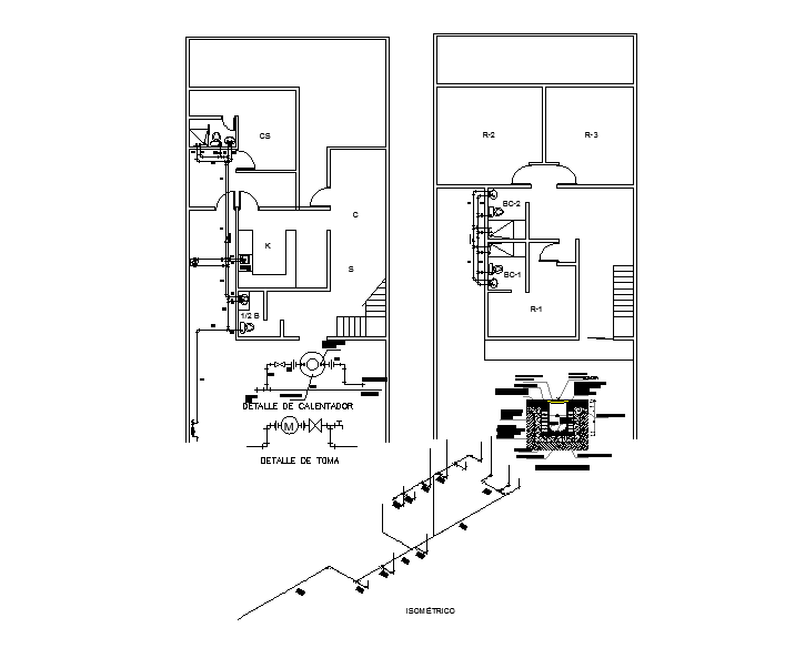 Room house plumbing detail cad files - Cadbull