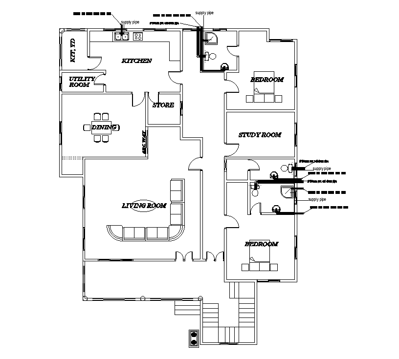 Room Detail Of 15x21m Ground Floor House Plan Is Given In This Autocad Drawing File Download