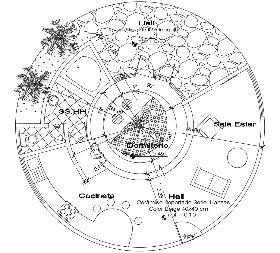 Roundhouse Plan With Furniture Design Download Dwg File Cadbull D 